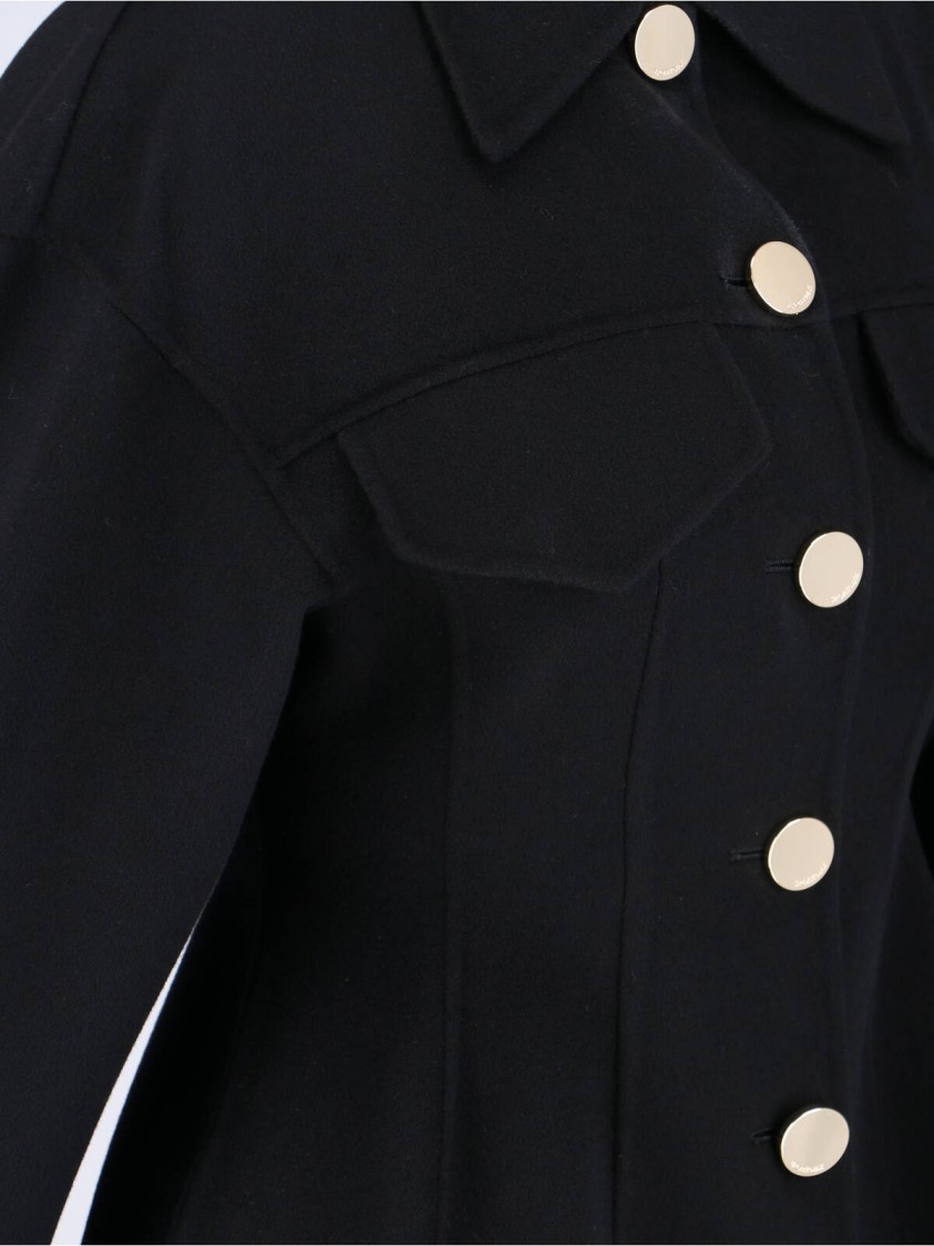 Sportmax Structured Caban Jacket In Virgin Wool In Blue