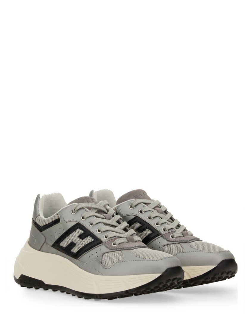 Hogan Side Logo Patch Platform Sneakers In Grey