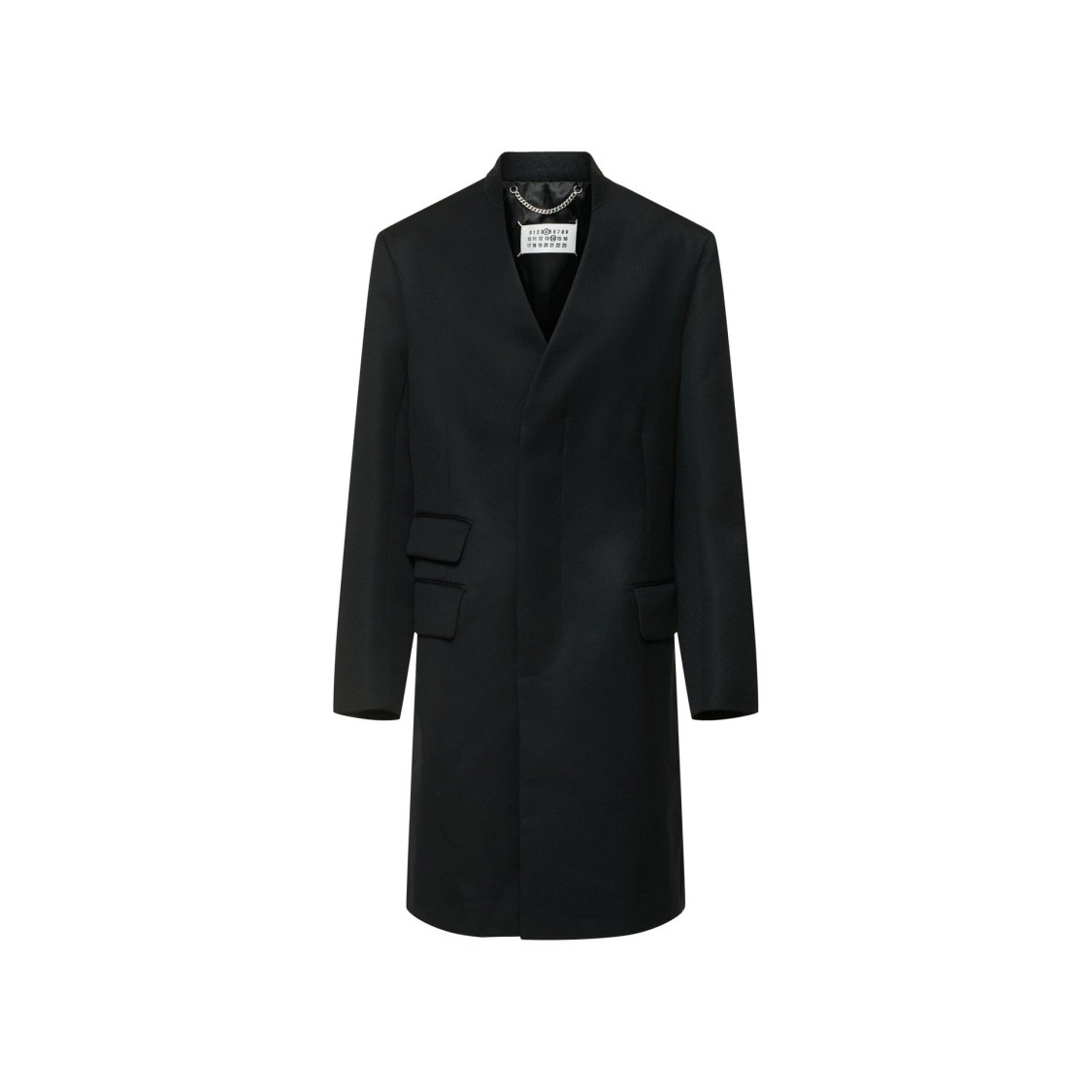 Shop Maison Margiela Loose Fit Black Wool Coat With Padded Shoulders