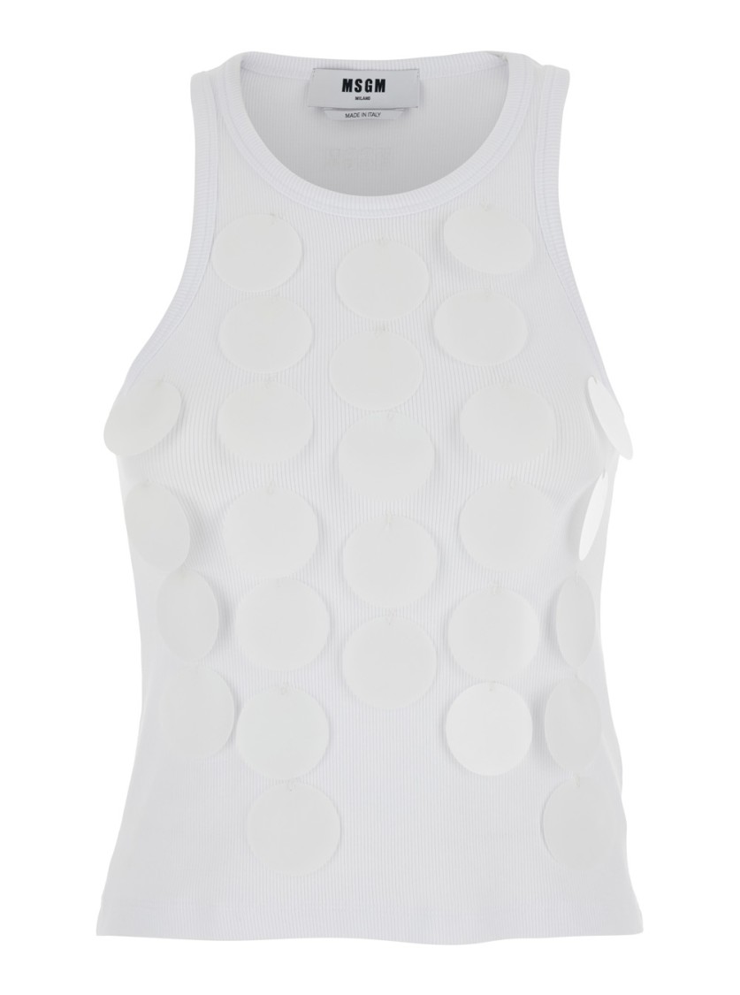 Shop Msgm White Top With Round Neck