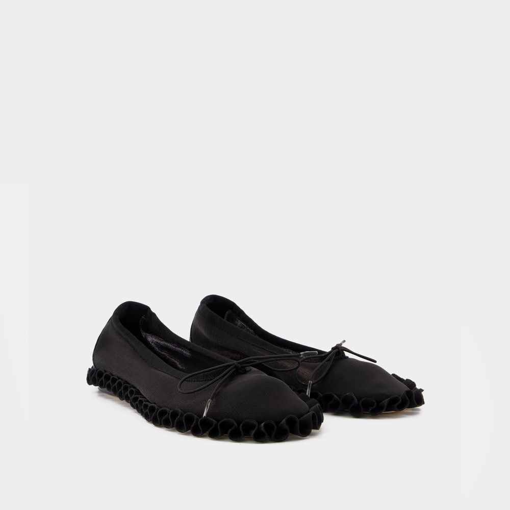 Shop Simone Rocha Tutu Frill Ballerinas - Mesh - Black