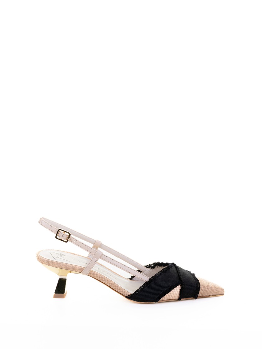 Roberto Festa Décolleté Slingback Girasole In Nappa And Linen