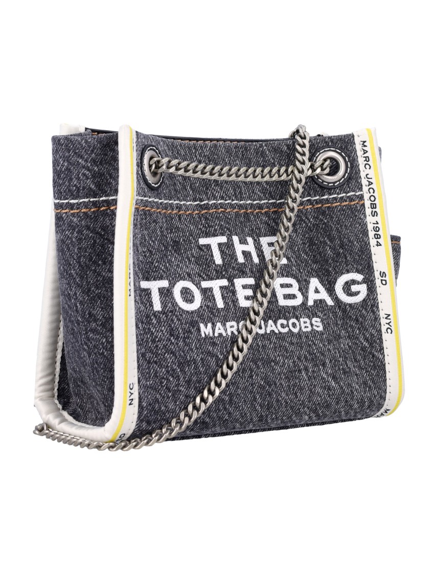 Shop Marc Jacobs The Mini Tote Bag Denim In Grey