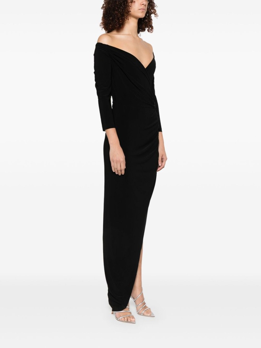 Norma Kamali Abito Con Spalle Scoperte E Drappeggio Laterale In Black