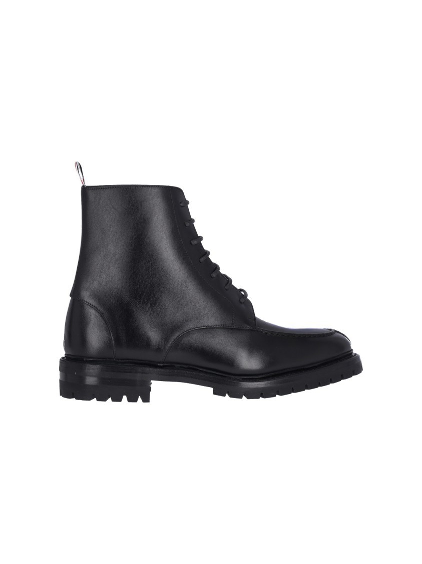 Thom Browne Black Commando Sole Apron Stitch Boots In Black