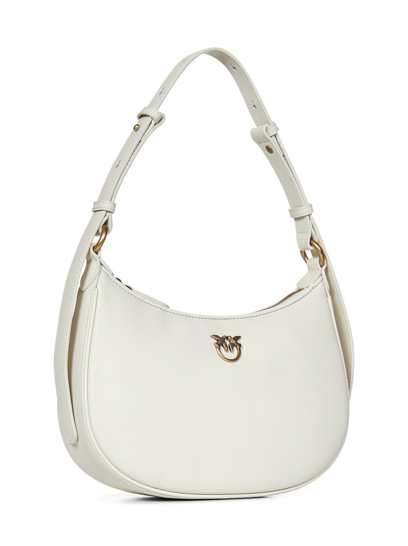 PINKO PINKO SILKY WHITE LEATHER MINI LOVE BAG HALF MOON 