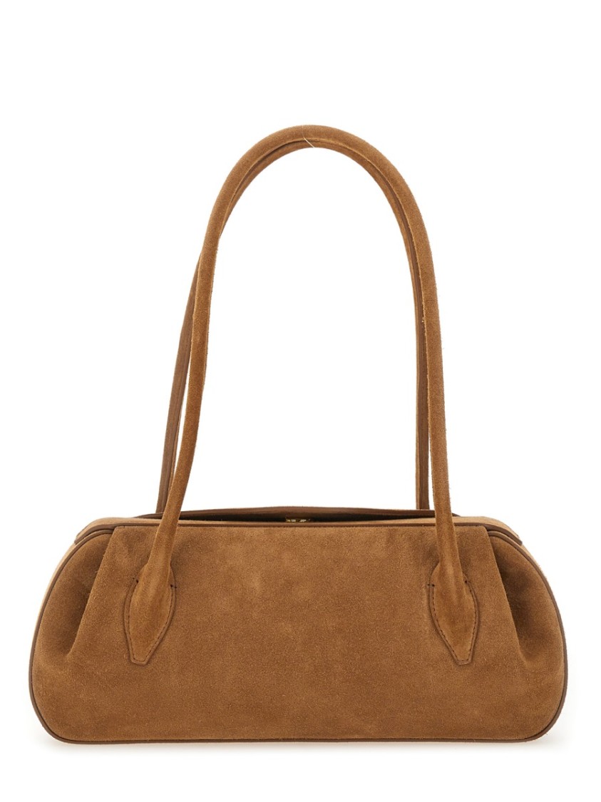 Yuzefi Long Handle Rectangular Shape Suede Finish Shoulder Bag In Brown