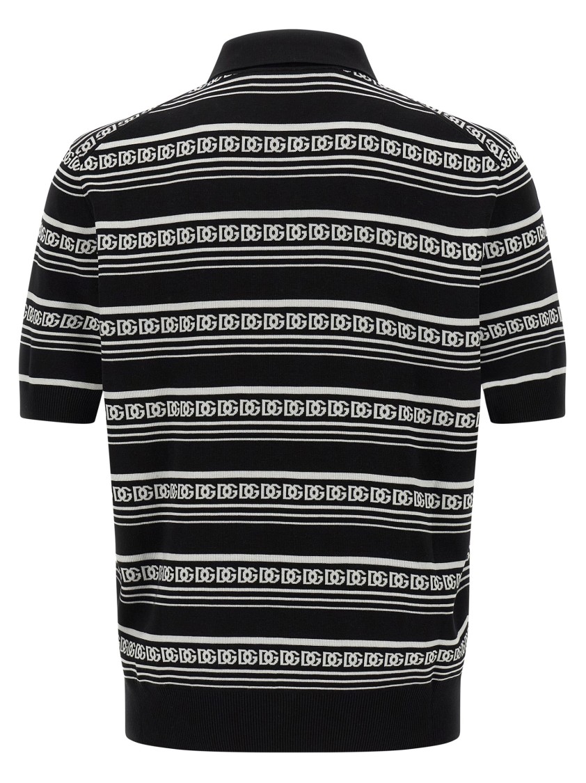 Dolce & Gabbana Knitted Polo Shirt With Short Sleeves In Black