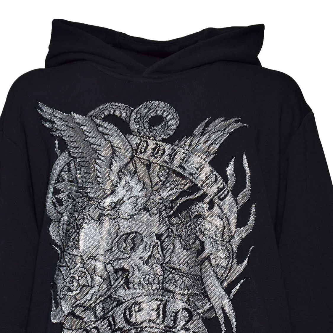 パーカー・フーディ Philipp Plein Black Cotton Tattoo Hoodie With Crystals Philipp Plein Black Cotton Tattoo Hoodie With Crystals