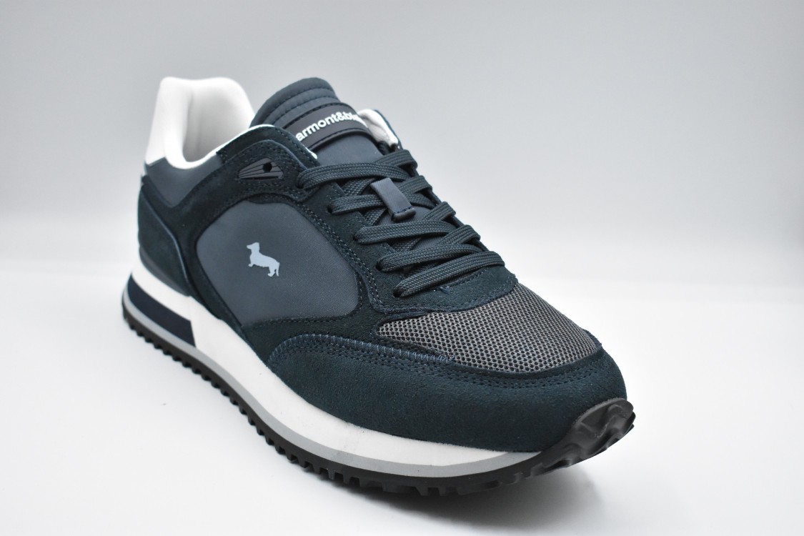 Harmont & Blaine Low-top Sneakers With Suede And Mesh Textures In Black