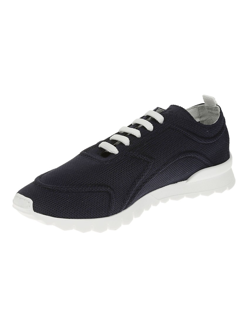 Kiton Blue Sneakers With White Accents In Black
