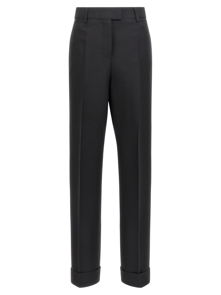 Ferragamo Stretched Pleated Trousers In Black