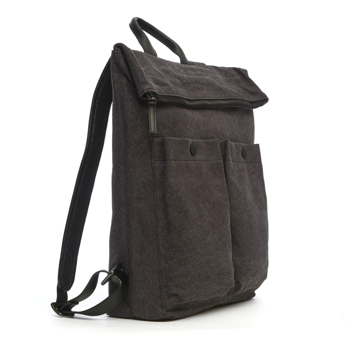 Dondup Textured Black Backpack With Dual Front Pockets