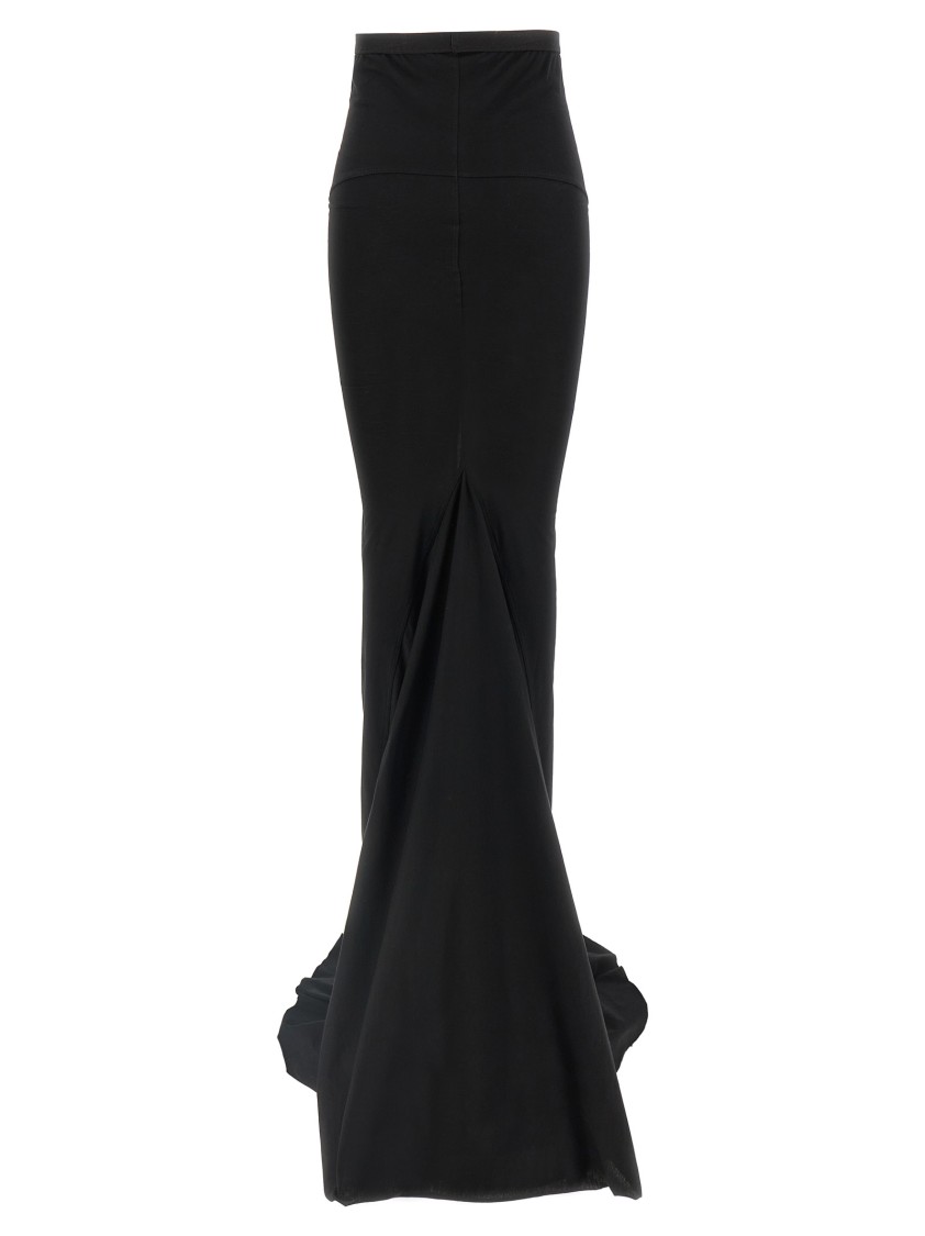 Rick Owens High-waisted Floor-length Skirt With Seam Detailing In Black