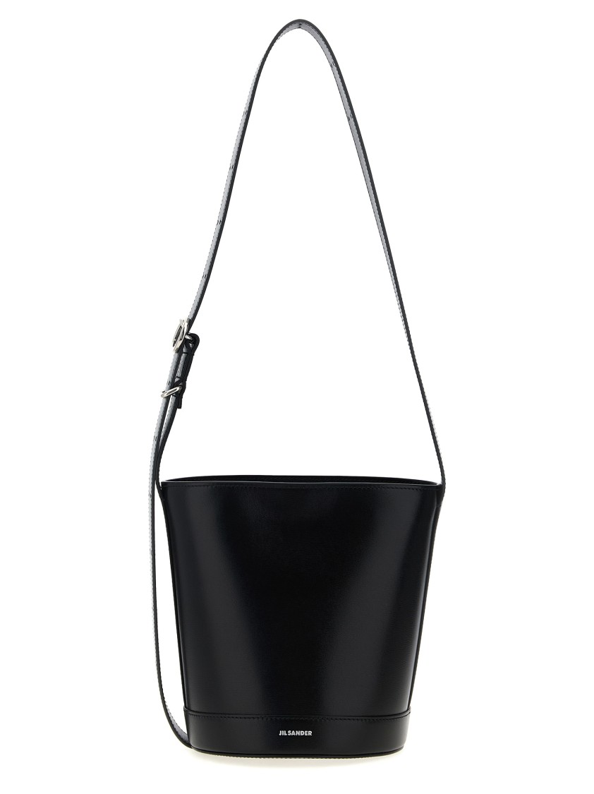Jil Sander Bucket Shape Shoulder Bag With Adjustable Strap In Black