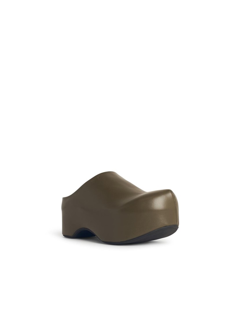 Marni Deep Green Leather Chunky Clog Sabot In Green