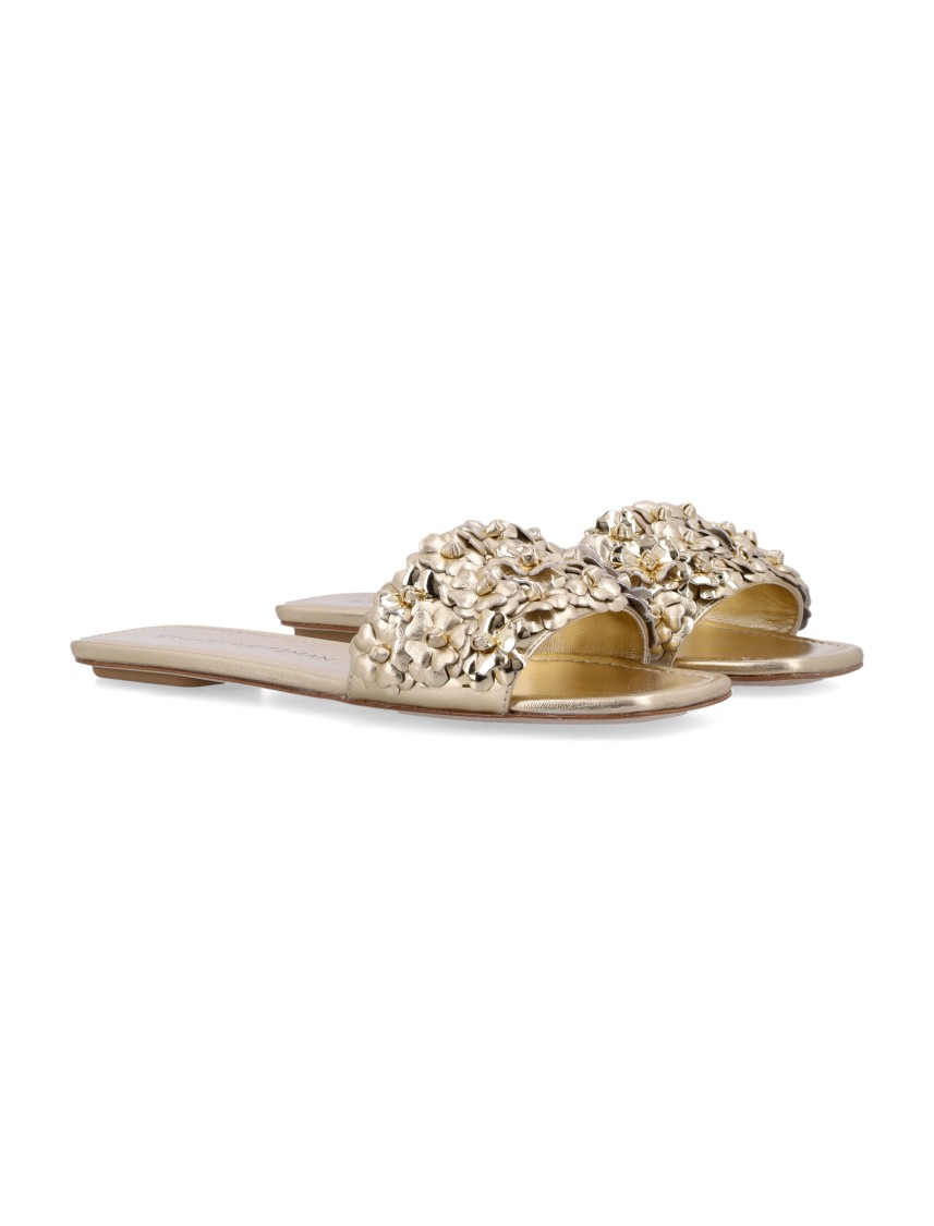 Stuart Weitzman Meadow Slide Floral Embellishments In Gold
