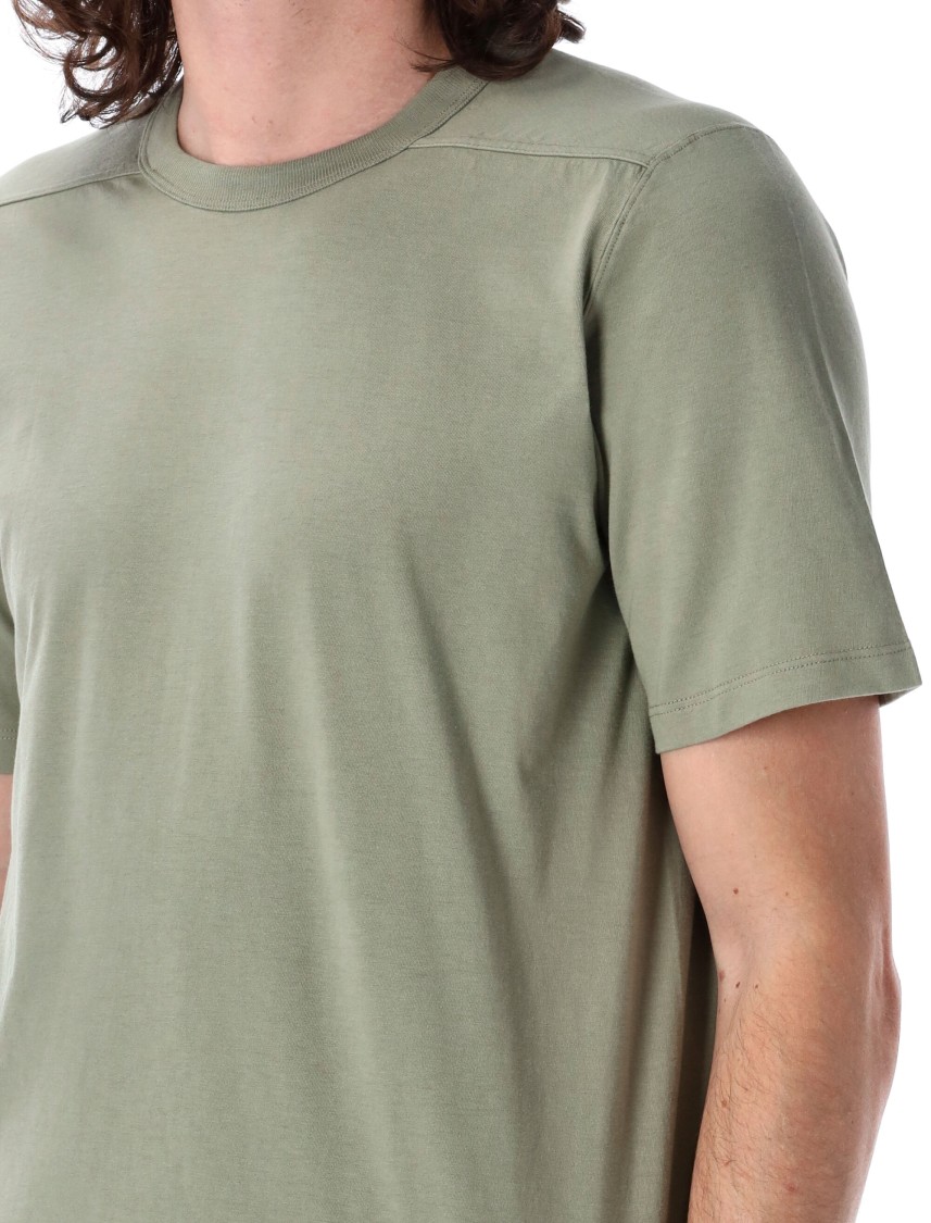 Rick Owens Celadon Cotton T-shirt With Elongated Hem In Green