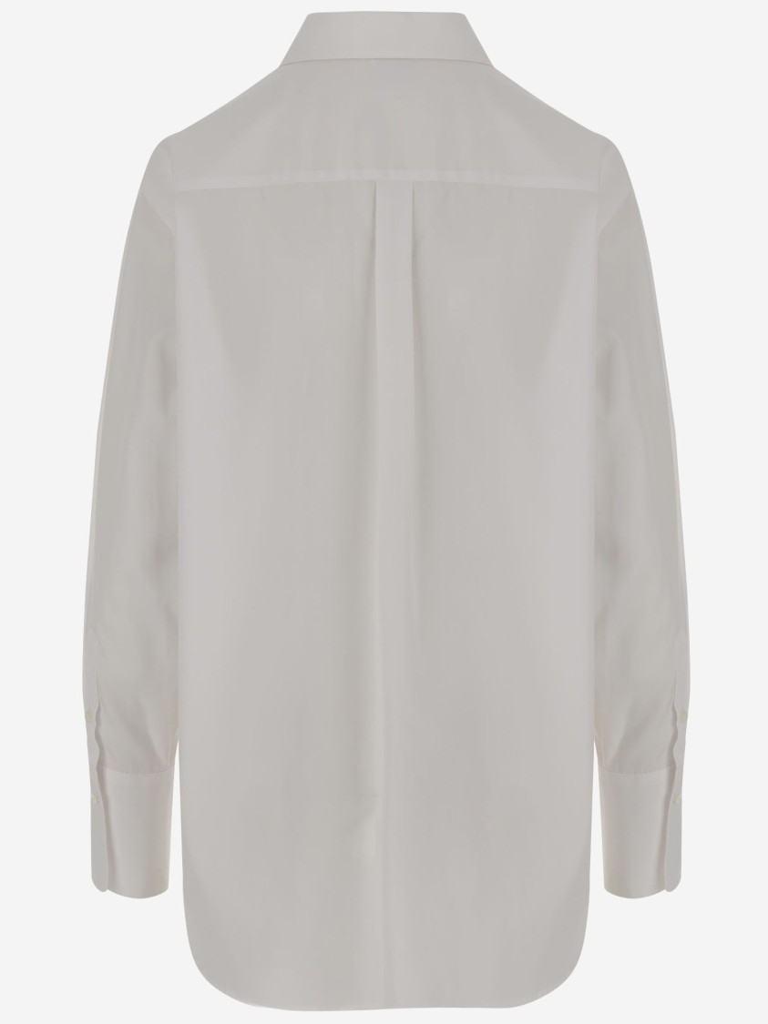 Shop Aspesi Structured Cotton Poplin Shirt With Curved Hem In White