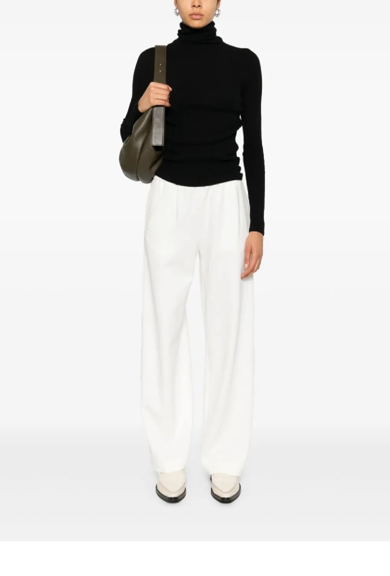 Fabiana Filippi Wide-leg Relaxed Pants With Elastic Waistband In Neutral