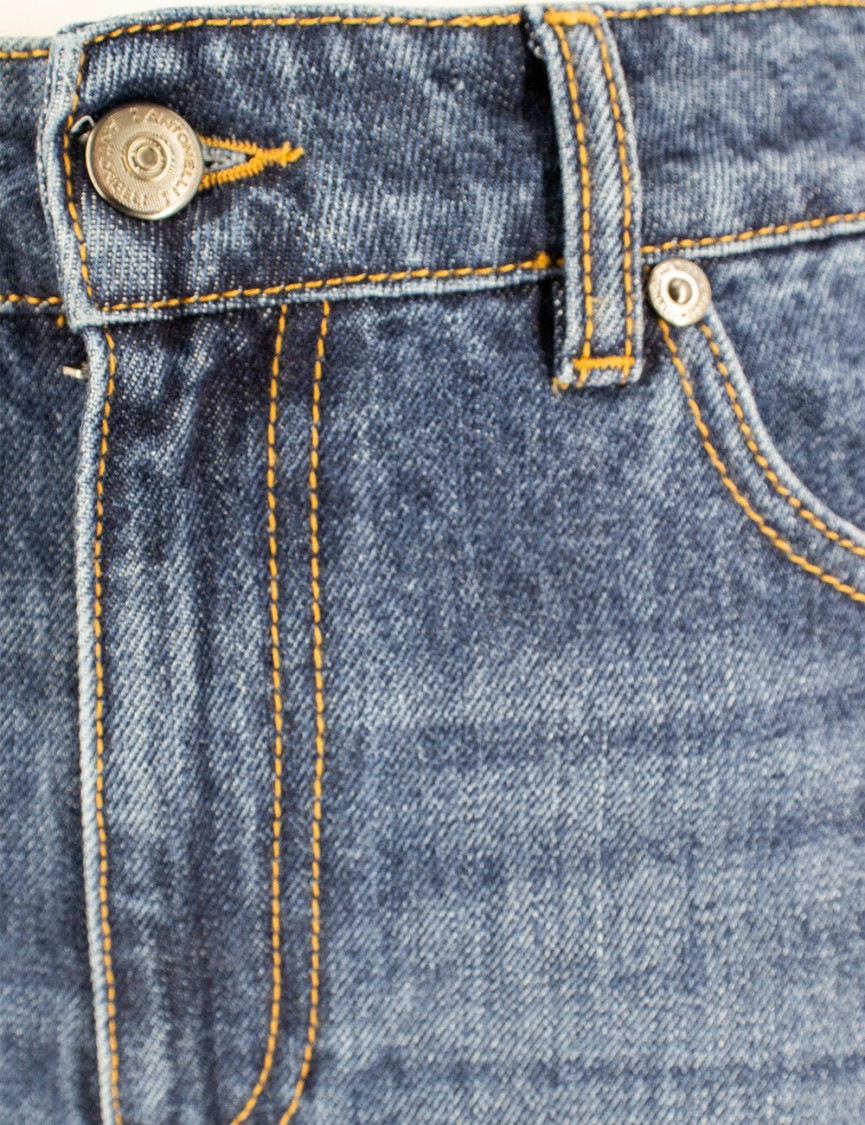 Antonelli Wide-leg Blue Jeans With Subtle Fade In Blue