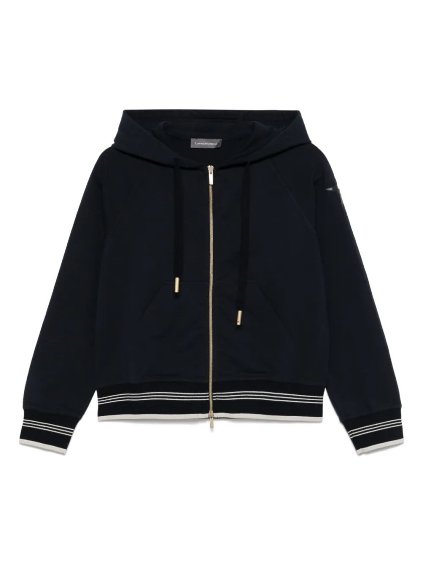 Lorena Antoniazzi Long-sleeved Hooded Sweatshirt In Blue