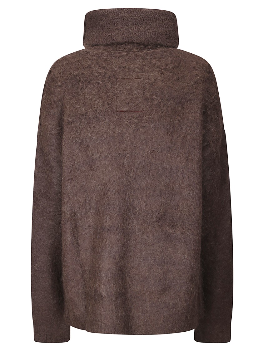 Uma Wang Soft Alpaca High Neck Oversized Knit Sweater In Brown