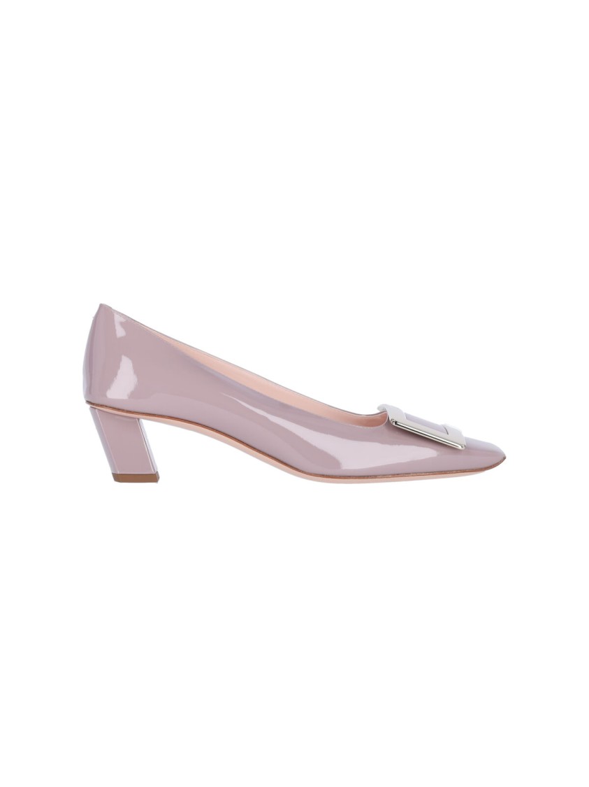 Roger Vivier Square-toe Pumps With Metallic Buckle Detail In Pink