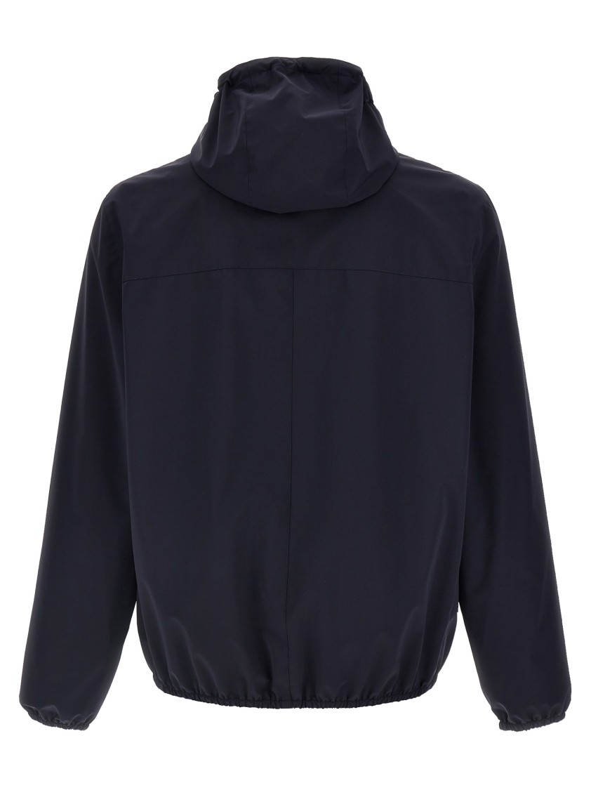 Brunello Cucinelli Men Waterproof Jacket With Hood In Blue