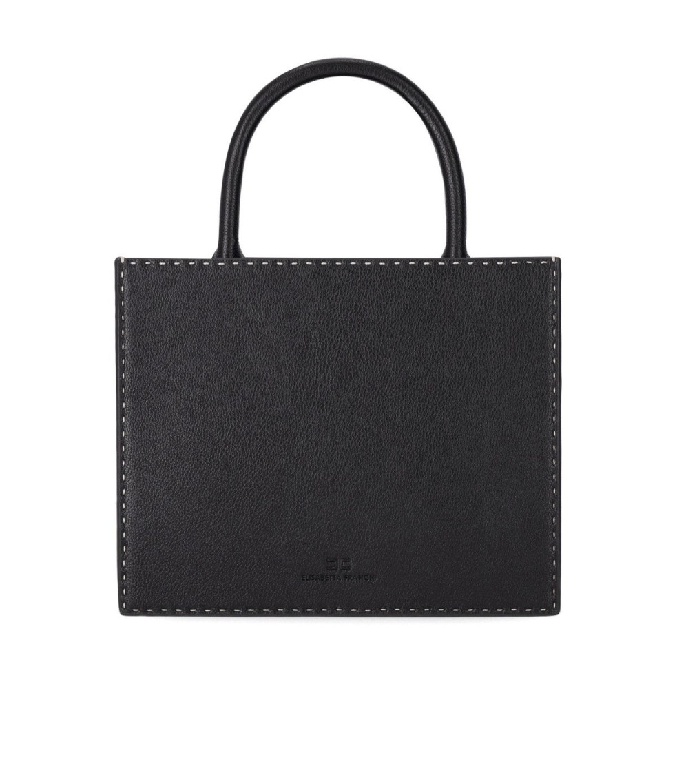 Shop Elisabetta Franchi Black Small Pebbled Leather Effect Handbag