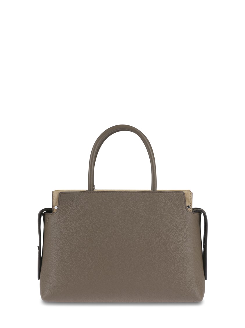 Tory Burch Mercer Pebbled Satchel With Structured Silhouette In Gray