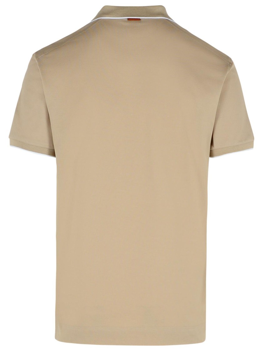 Shop Zegna Beige Cotton Polo Shirt In Neutrals