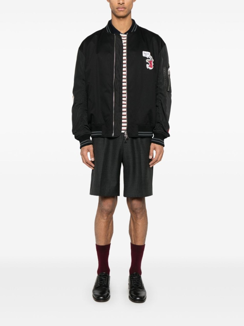 Iceberg Patch-detailed Zipped Bomber Jacket In Black
