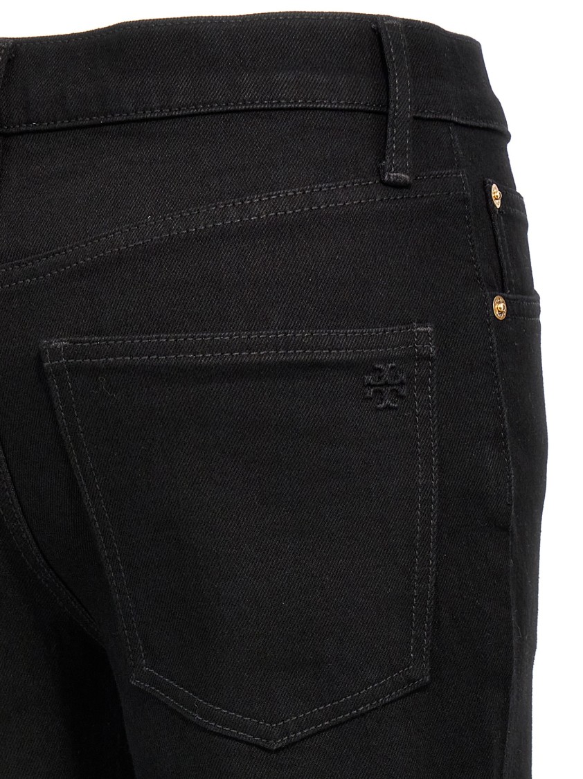 Tory Burch Low-waisted Kick Flare Jeans In Black