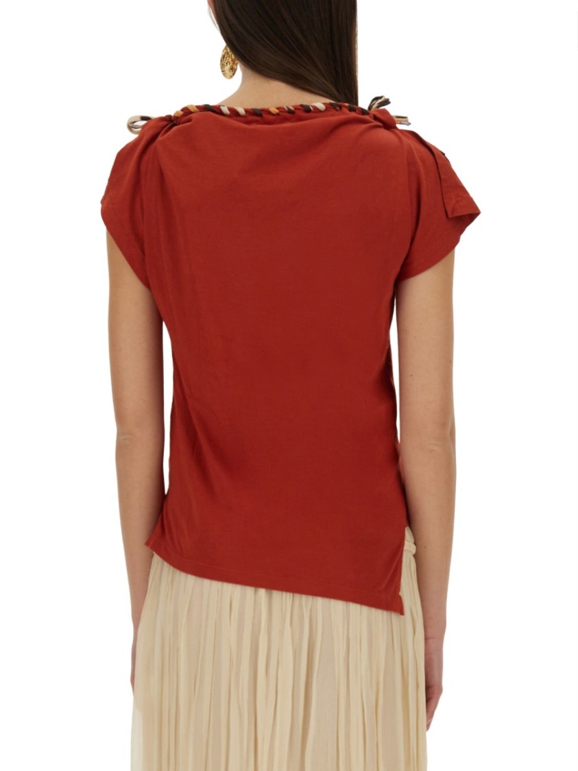 Isabel Marant Asymmetric Hem Bow Detail T-shirt In Red