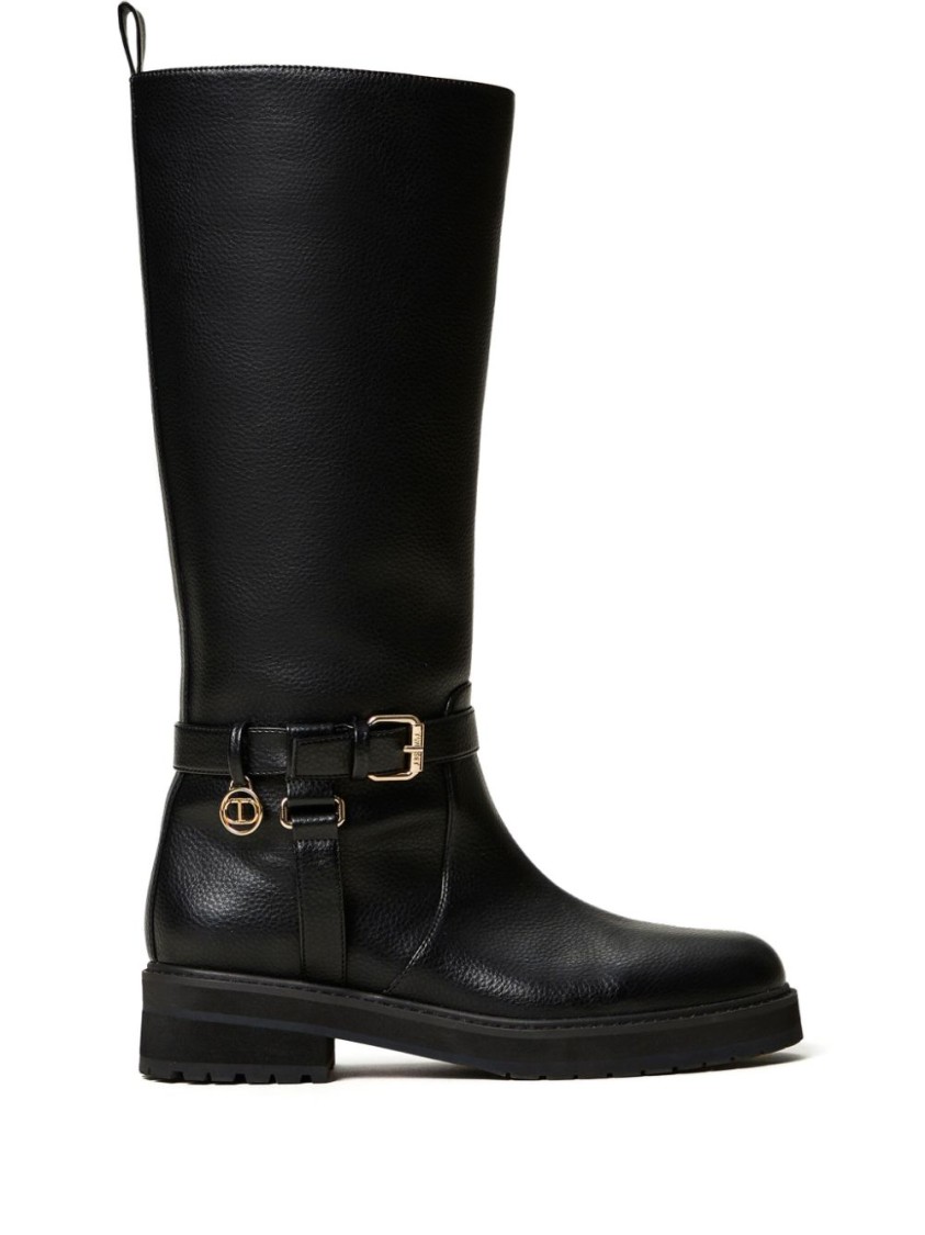 Twinset Twin-set Biker Boots In Black