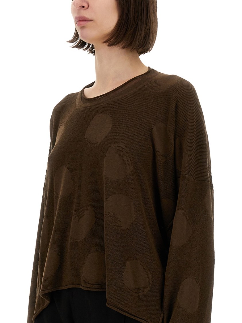 Uma Wang Knit Top With Polka Dot Pattern In Brown