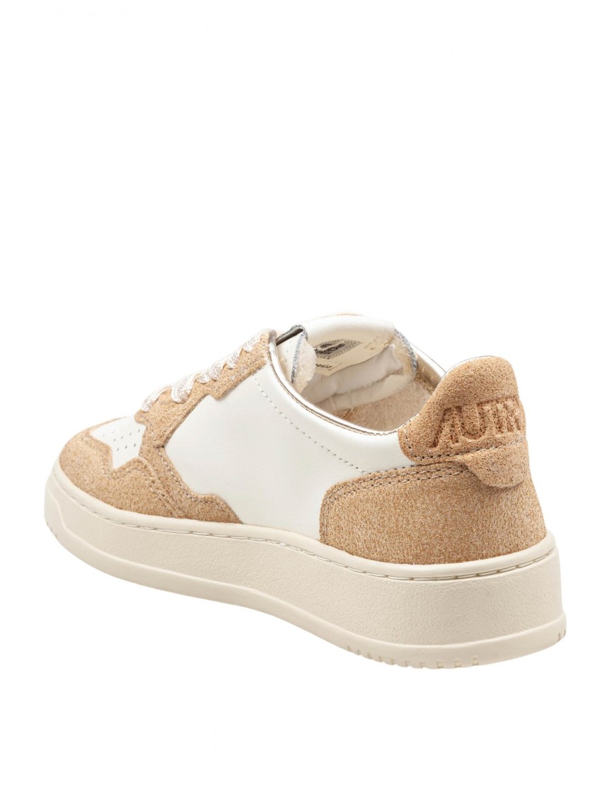 Autry Leather And Suede Sneakers With Glitter In Multi