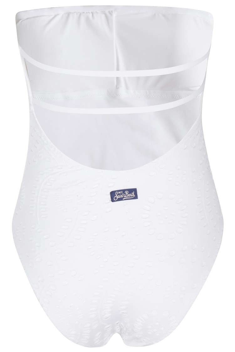 Mc2 Saint Barth Bandeau One Piece Swimsuit In White