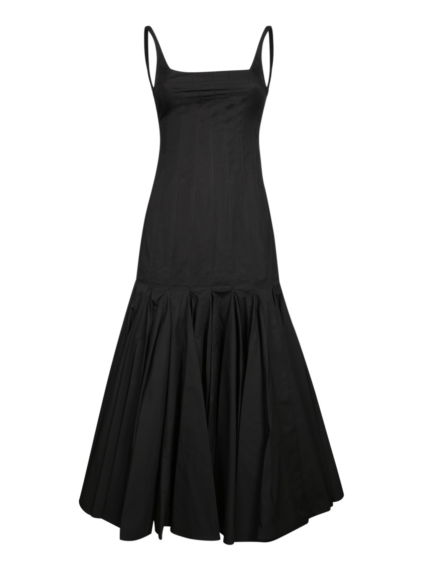Jacquemus Fitted Black Dress With Pleated Skirt