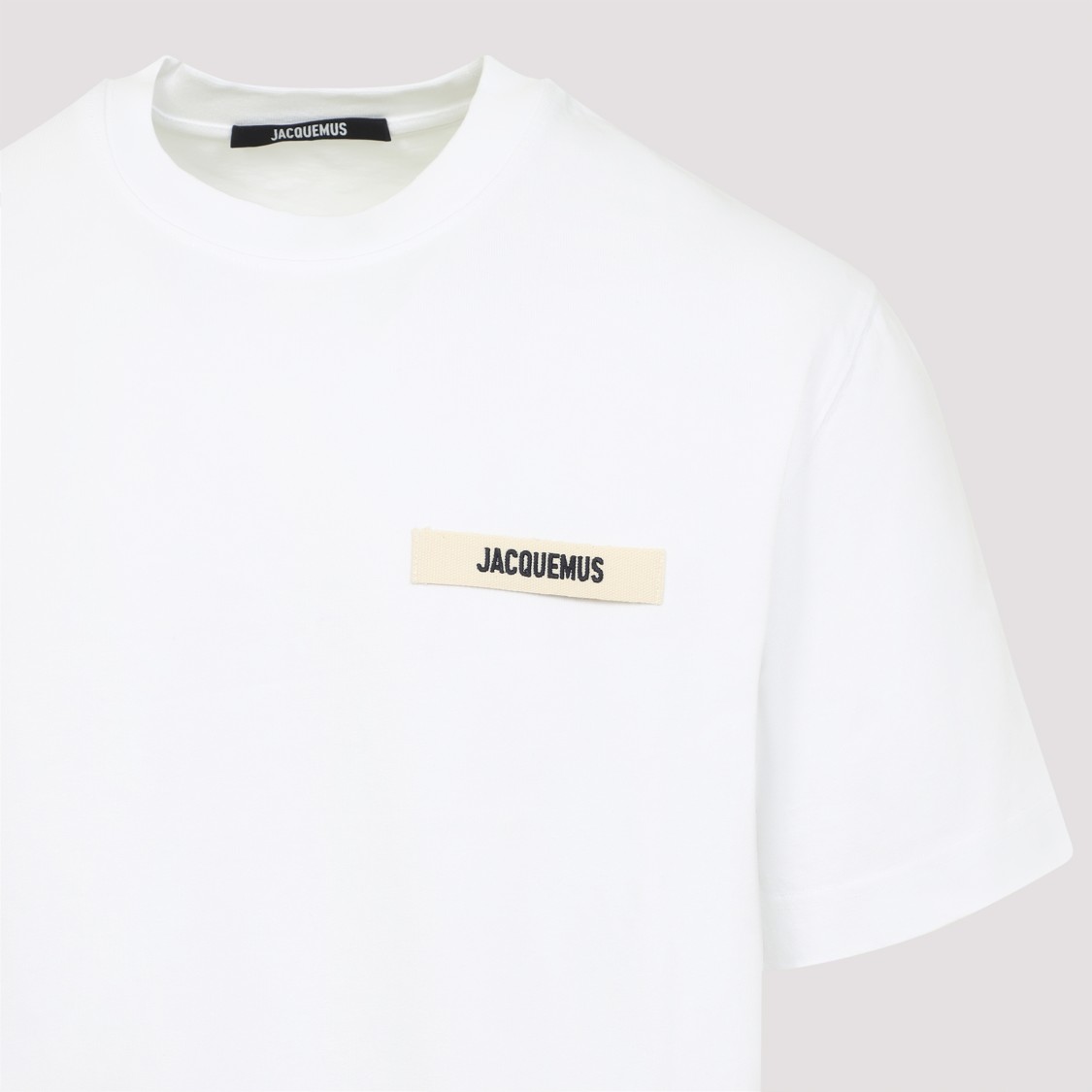 Jacquemus 'le T-shirt Gros Grain' White T-shirt With Logo Patch On The Front In White