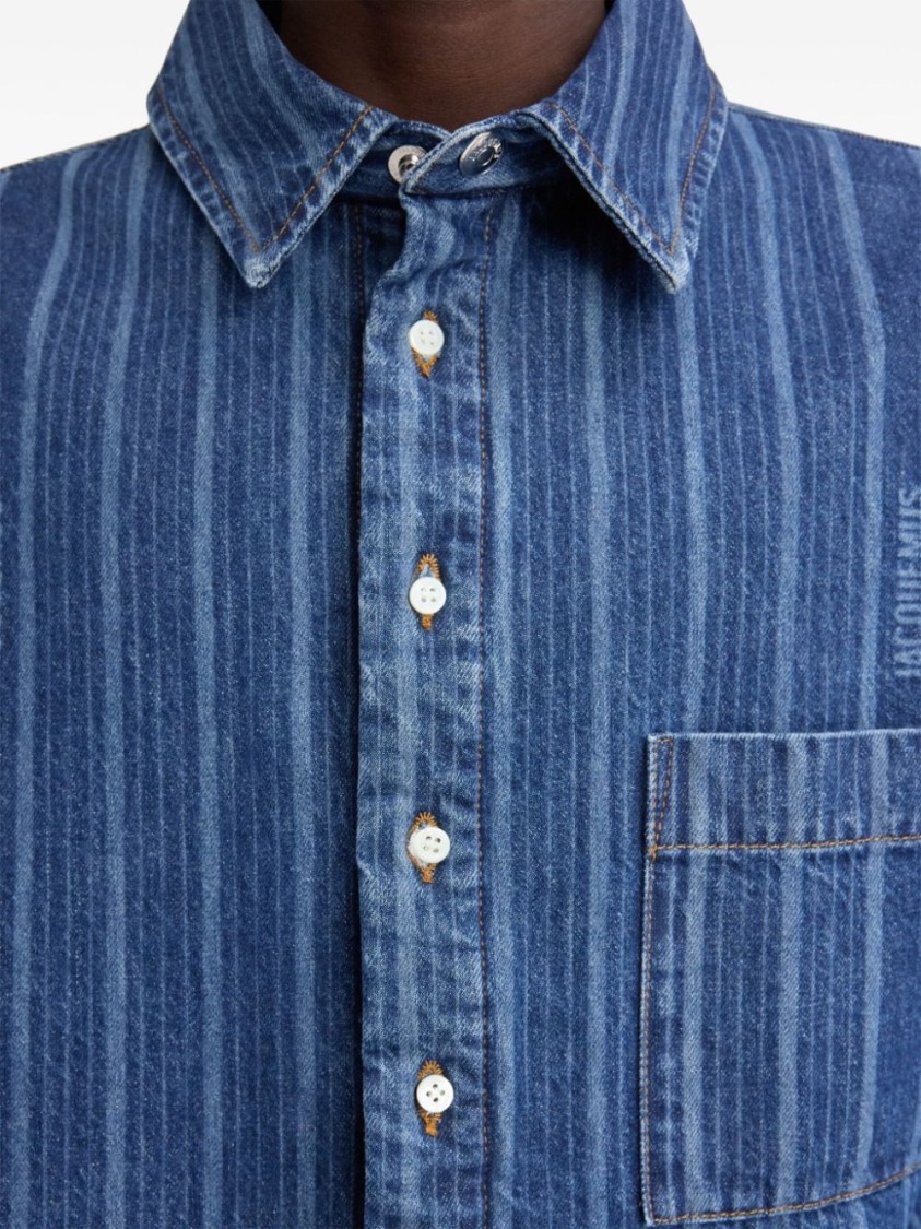 Jacquemus La Chemise Boulanger Blue Stripe Cotton Shirt In Blue