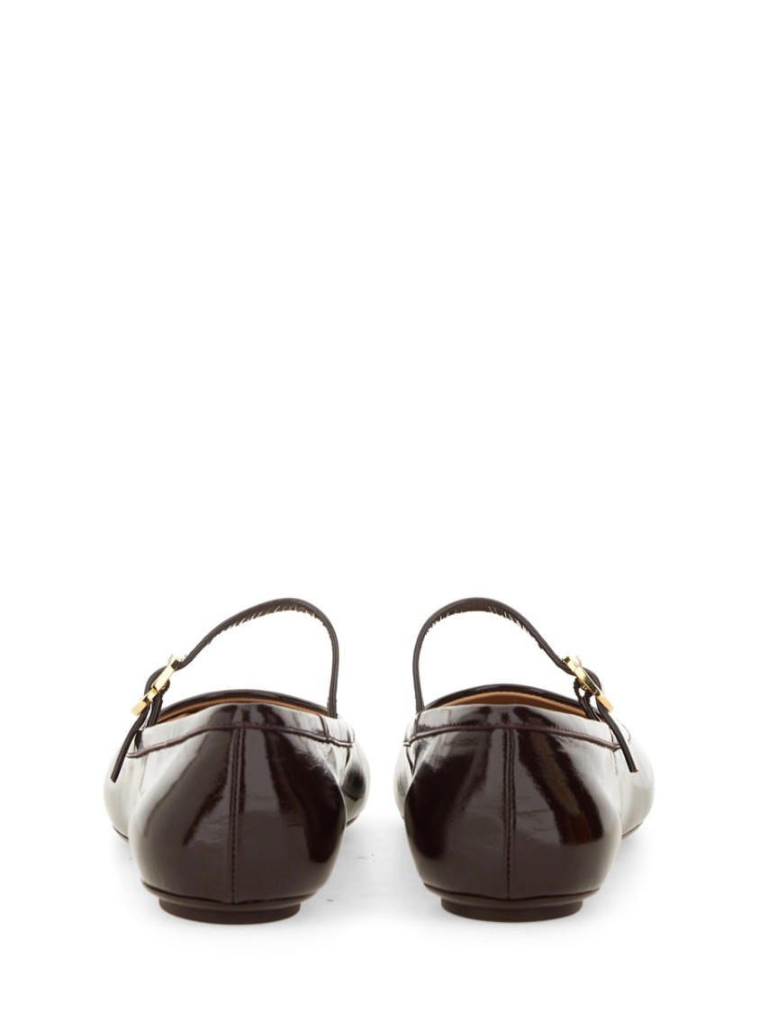 Shop Gianvito Rossi "carla" Dancer Brown Ballet Flats In Burgundy
