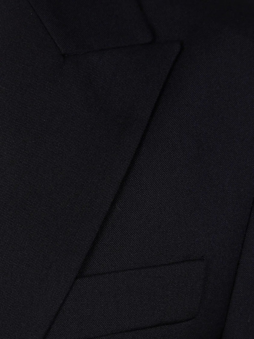 Pinko Tailored Black Blazer With Notched Lapels In Blue