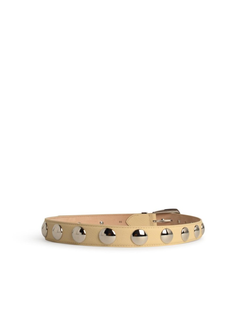 Khaite Benny Studs' Ivory Leather Belt In Neutrals