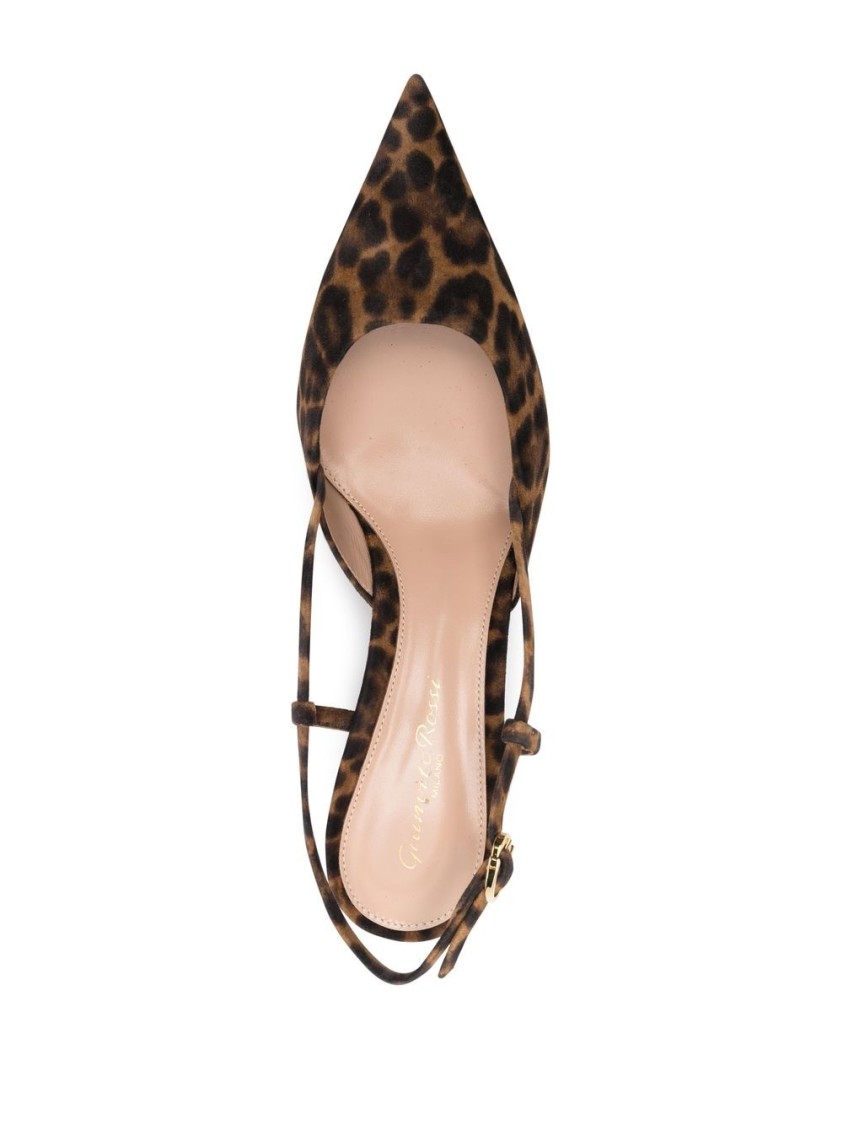 Gianvito Rossi Suede Kitten Heel Leopard Print Pumps In Brown