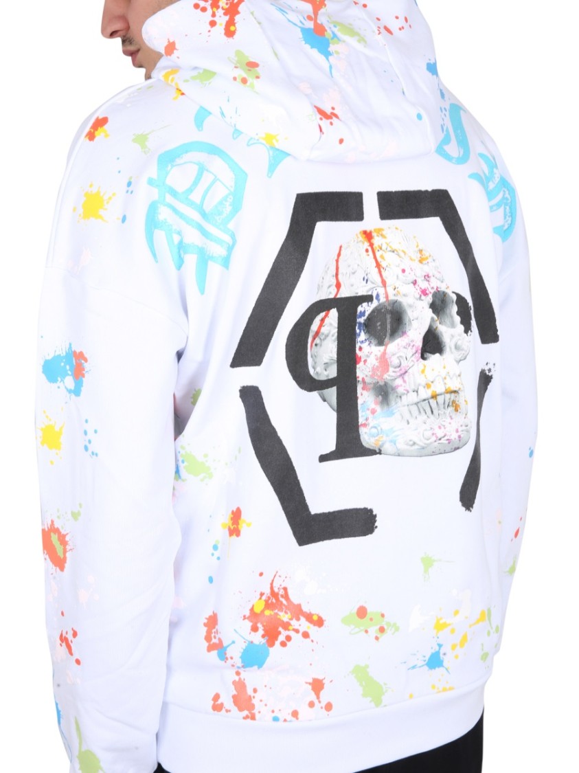 パーカー・フーディ Philipp Plein Hooded Sweatshirt With Splatter Paint Design Philipp Plein Hooded Sweatshirt With Splatter Paint Design