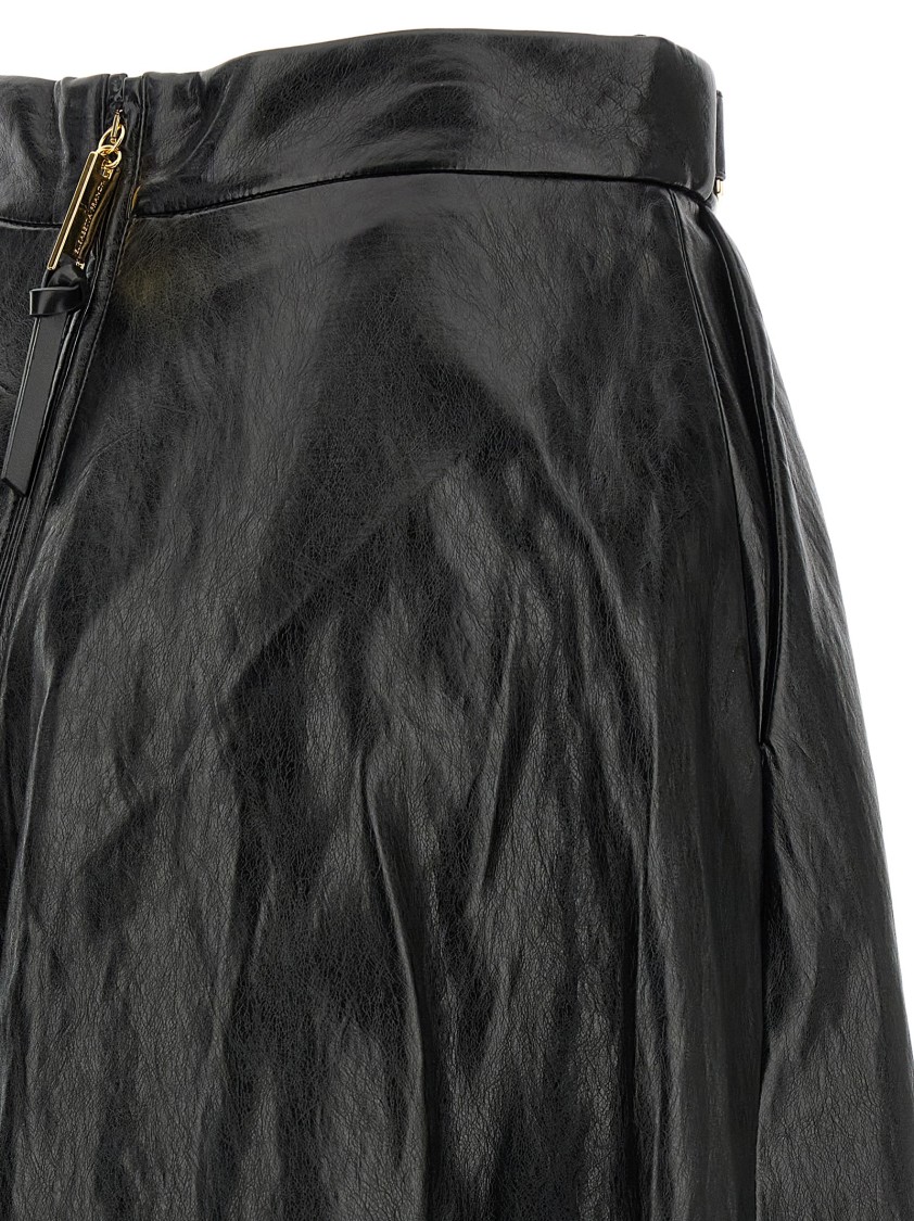 Elisabetta Franchi Flared Midi Skirt With High Waist In Black