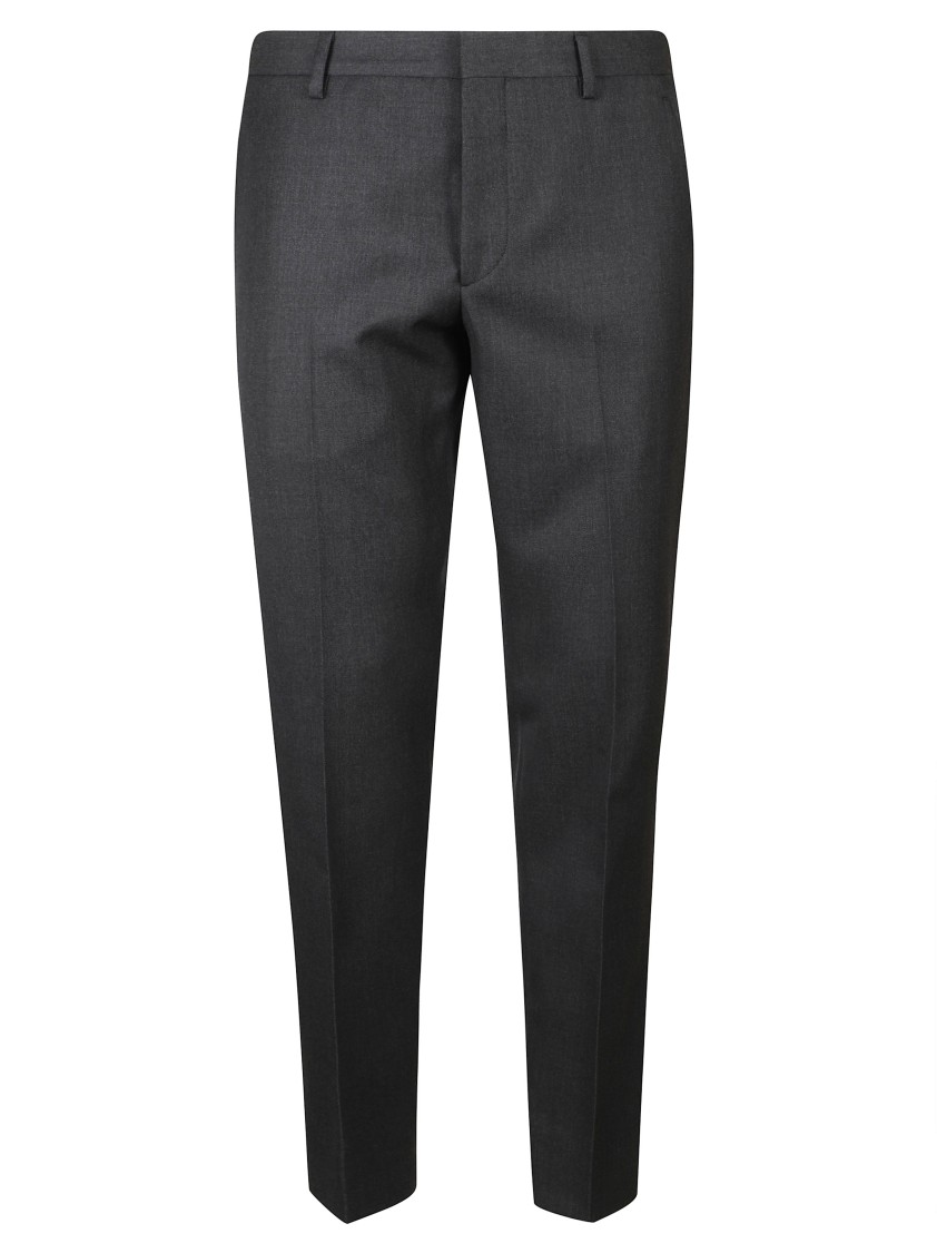 Prada Tailored Anthracite Trousers With Classic Waistband In Black