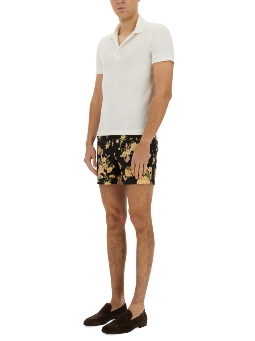 Tom Ford All-over Floral Printed Swim Shorts In White